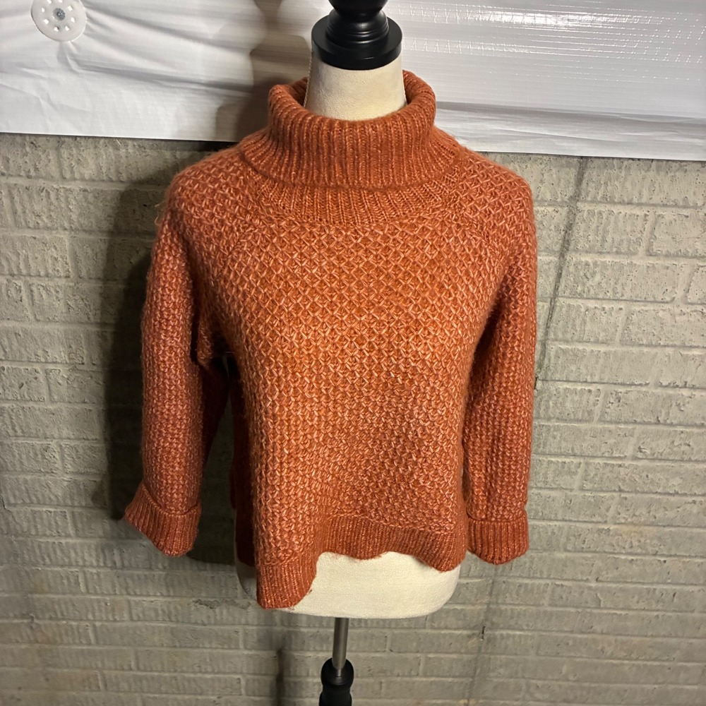 JACK by BB DAKOTA Orange Knit Turtleneck Sweater‎ Size S Cozy Textured